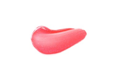Parlak kırmızı dudak parlatıcısı beyaz, üst görünümde izole