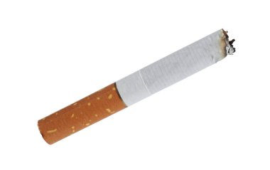 One burnt cigarette butt isolated on white