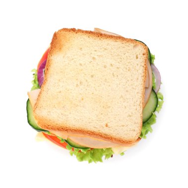 Jambonlu ve sebzeli lezzetli sandviç.