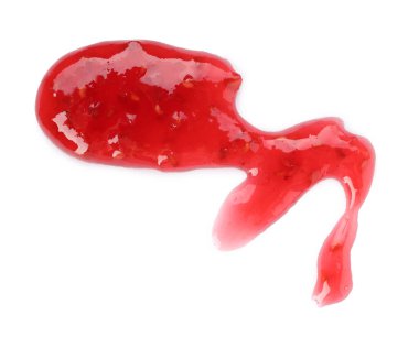 Lezzetli tatlı ahududu reçeli, beyaz, üst manzara