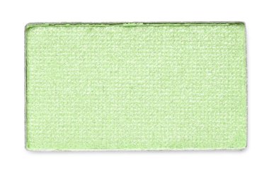 Palet için göz farı doldurma tepsisi beyazda izole edilmiş, üst manzara. Yeşil ton