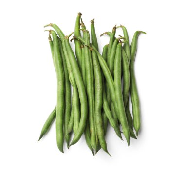 Taze bezelye kabukları beyaz, üst görünümde izole