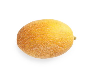 Taze olgun bir kavun beyaza izole edilmiş, üstten.