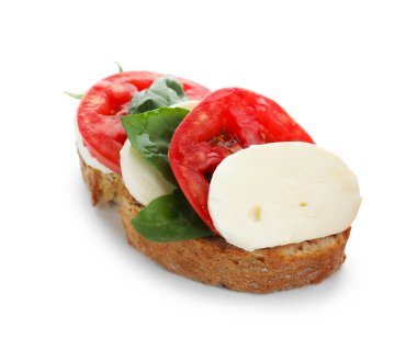 Peynirli, domatesli ve fesleğenli leziz sandviç.