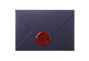 Balmumu mühür ile güzel bir zarf beyaz, üst manzara izole