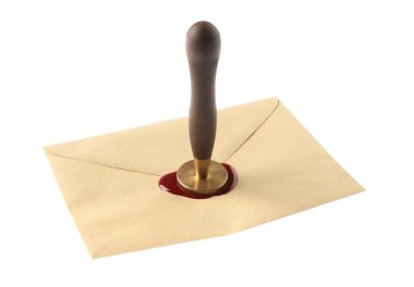 Beyaz üzerine balmumu damgası yapıştırılmış zarf