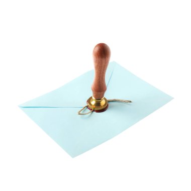 Beyaz üzerine balmumu damgası yapıştırılmış zarf