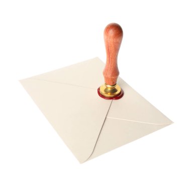 Beyaz üzerine balmumu damgası yapıştırılmış zarf