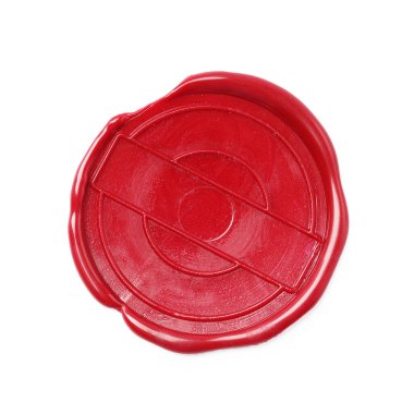 Bir kırmızı balmumu mühür beyaz, üst görünümde izole