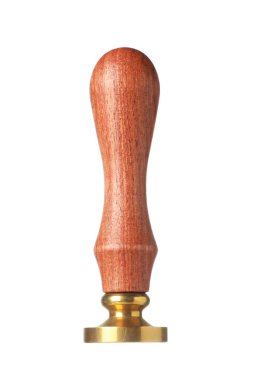 Tahta saplı bir balmumu damga beyaza izole edilmiş.