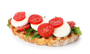 Mozarella peynirli, domatesli ve roka soslu nefis sandviç.