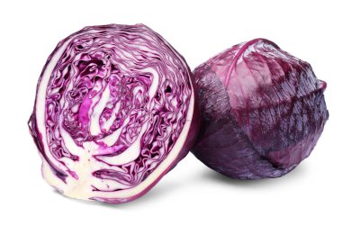 Taze kırmızı lahanaların tamamı beyaza izole edilmiş.