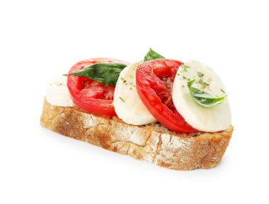 Peynirli, domatesli ve fesleğenli leziz sandviç.