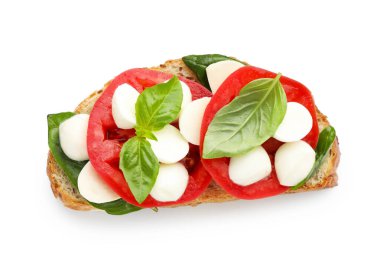 Mozarella peynirli, domatesli ve fesleğenli nefis sandviç.