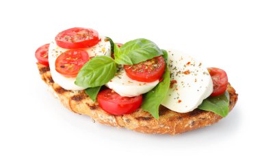 Mozarella peynirli, domatesli ve fesleğenli leziz sandviç.