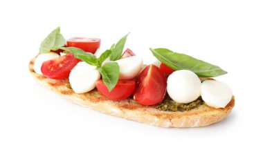 Peynirli, domatesli ve fesleğenli leziz sandviç.