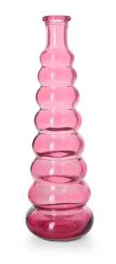 Beyaza izole edilmiş güzel bir cam vazo.