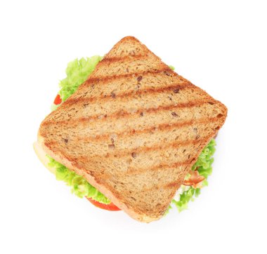 Jambonlu ve sebzeli lezzetli sandviç.