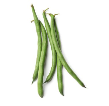 Taze bezelye kabukları beyaz, üst görünümde izole