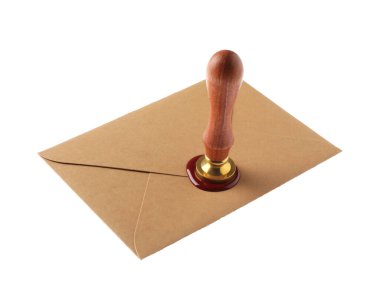 Beyaz üzerine balmumu damgası yapıştırılmış zarf