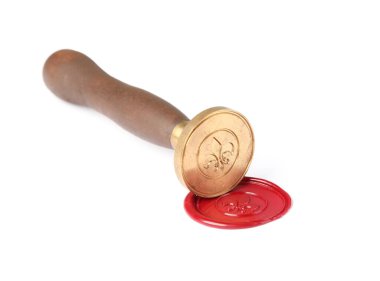 Güzel balmumu mühür ve beyaz üzerine kırmızı mühür.