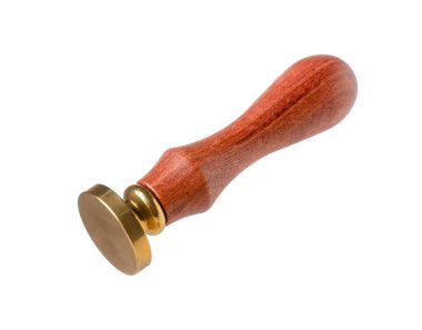 Tahta saplı bir balmumu damga beyaza izole edilmiş.