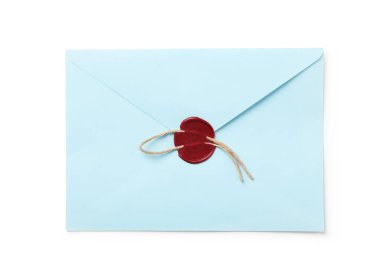 Balmumu mühür ve sicim içeren zarf beyaz, üst görünüm