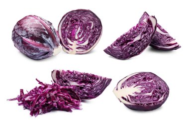 Taze kırmızı lahanalar beyaz sette izole edilmiş.