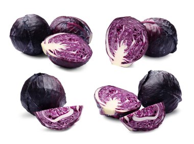 Taze kırmızı lahanalar beyaz sette izole edilmiş.