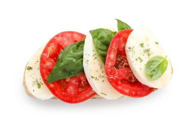 Mozarella peynirli, domatesli ve fesleğenli nefis sandviç.