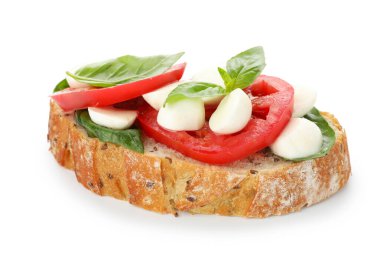 Peynirli, domatesli ve fesleğenli leziz sandviç.