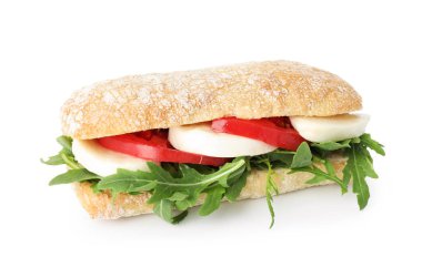 Mozarella peynirli, domatesli ve roka soslu nefis sandviç.