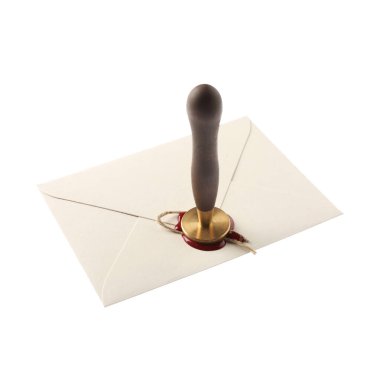 Beyaz üzerine balmumu damgası yapıştırılmış zarf