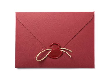 Balmumu mühür ve sicim içeren zarf beyaz, üst görünüm