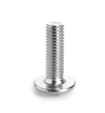 Bir metal cıvata beyaza izole edilmiş. Donanım aracı