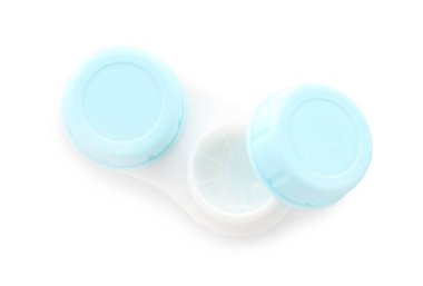 Temas lensleri olan dosya beyaz, üst görünümde izole