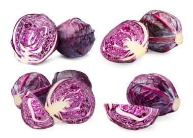 Taze kırmızı lahanalar beyaz sette izole edilmiş.