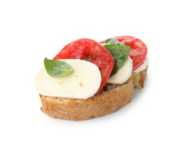 Peynirli, domatesli ve fesleğenli leziz sandviç.