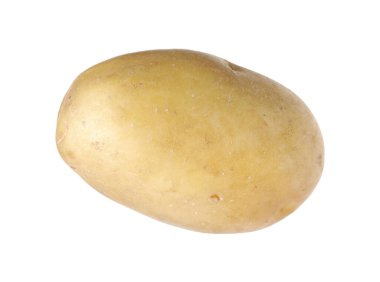 Olgun bir patates, beyazda izole edilmiş.