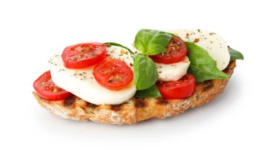 Mozarella peynirli, domatesli ve fesleğenli leziz sandviç.