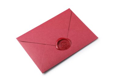 Beyaz üzerine balmumu mühür yapıştırılmış zarf