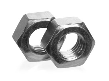 Beyaza izole edilmiş metal uğursuz fındık. Donanım aracı