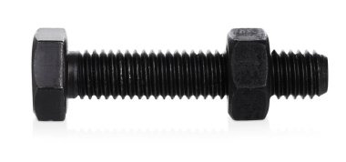 Bir metal cıvata beyaza izole edilmiş. Donanım aracı