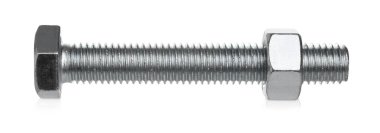 Bir metal cıvata beyaza izole edilmiş. Donanım aracı