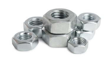 Beyaza izole edilmiş metal uğursuz fındık. Donanım aracı