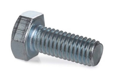 Bir metal cıvata beyaza izole edilmiş. Donanım aracı