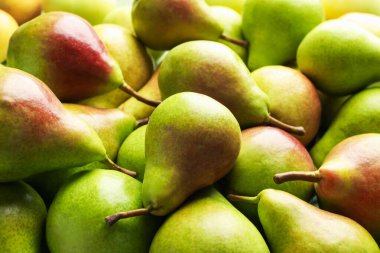 Birçok olgun armut arka plan olarak, yakın plan