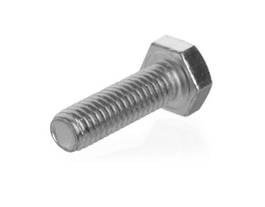 Bir metal cıvata beyaza izole edilmiş. Donanım aracı