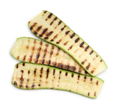 Lezzetli ızgara kabak dilimleri beyaz, üst manzara