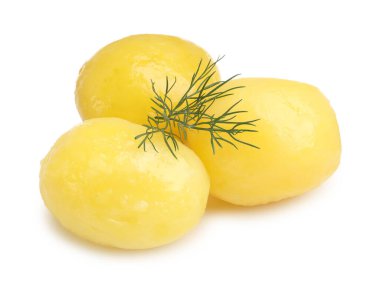 Lezzetli, taze haşlanmış patates ve dereotlu beyaz.